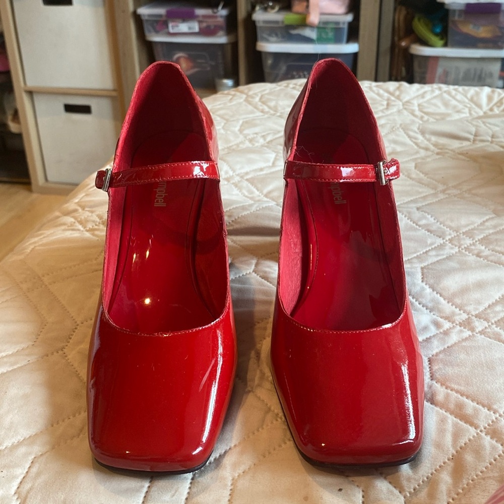 Red patent leather Mary Jane’s